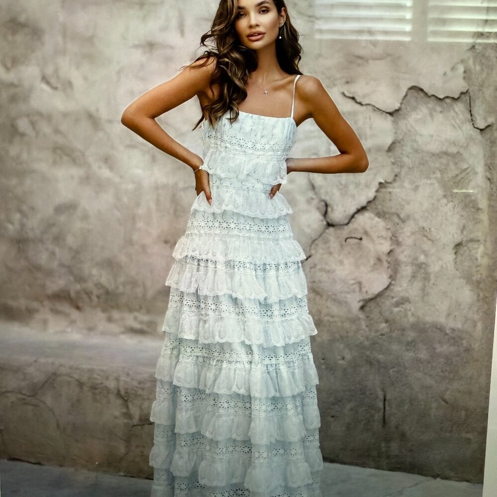Blue Lovette Maxi Lace Dress